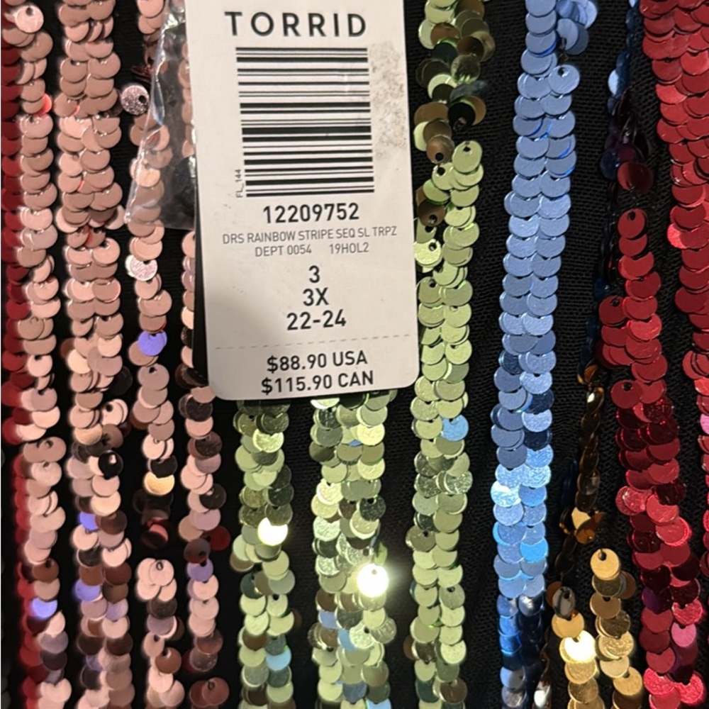 Torrid Multicolor Sequin Stripe Top
